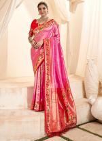Tissue Silk Pink Traditional Wear Paithani Saree